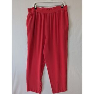 Diane Gilman 1X Coral Silk Pants Elastic Waist Pockets Lightweight‎ Pull on
